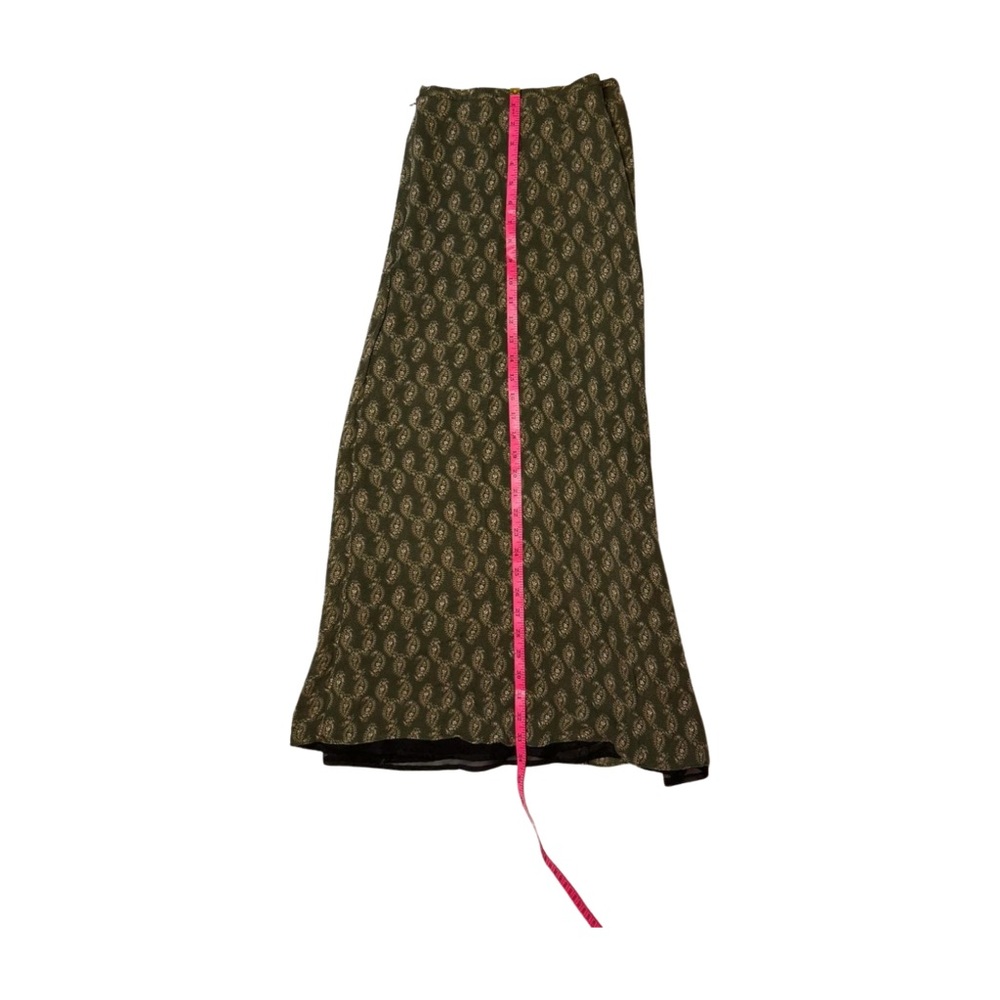 Field Manor Woman 3X Paisley Silk Skirt Olive Green Lined - Picture 6 of 11